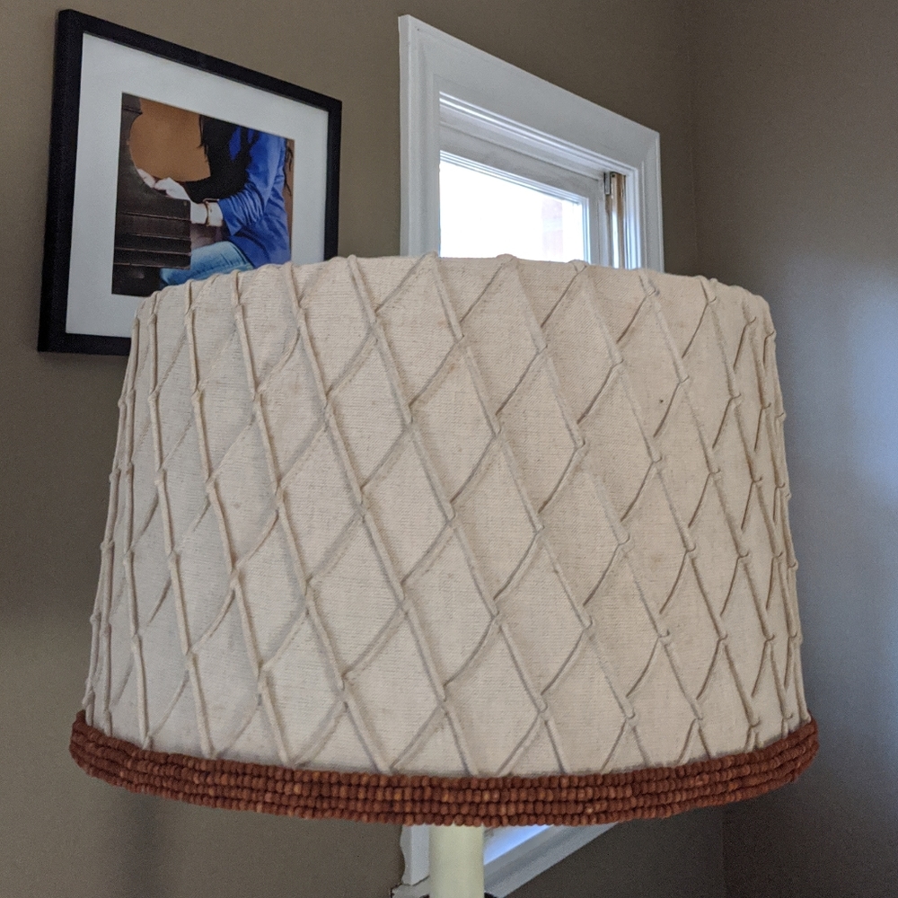 Anthropologie lampshade with wood beads